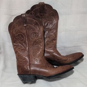 Ariat Brown Leather Cowboy Boots Size 8